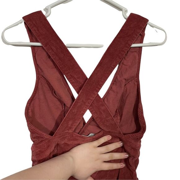 LuLu’s Rust Half Button V-Neck Corduroy Dress - Picture 4 of 5